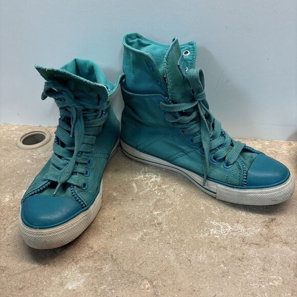 LEVIS SNEAKER HI TOP Green LACE UP  Cavas WOMEN 8 Zip 52475103E Rubber - Picture 2 of 11